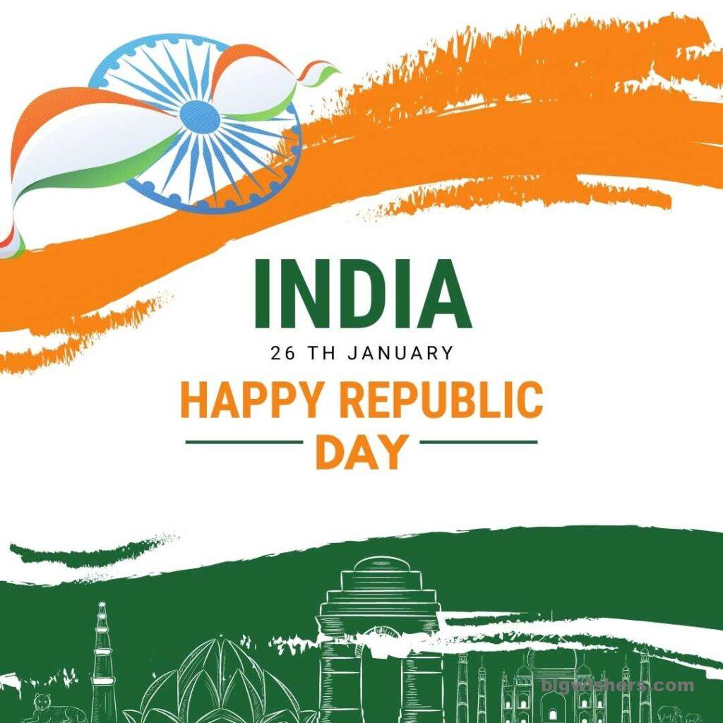 There Is a Indian flag and in the middle it is written Indian 26th January and then Happy Republic Day