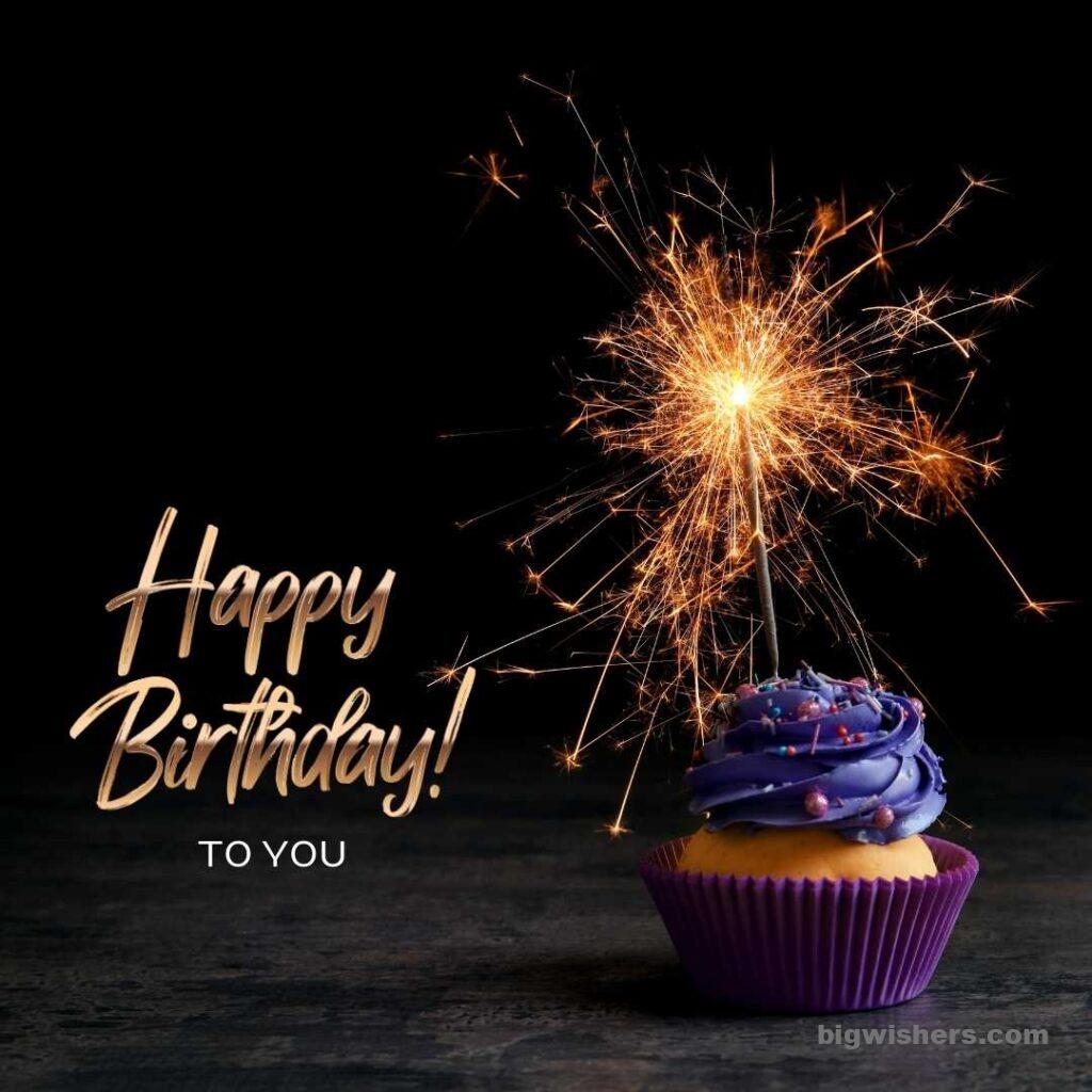 Spark with black background written happy birthday to you