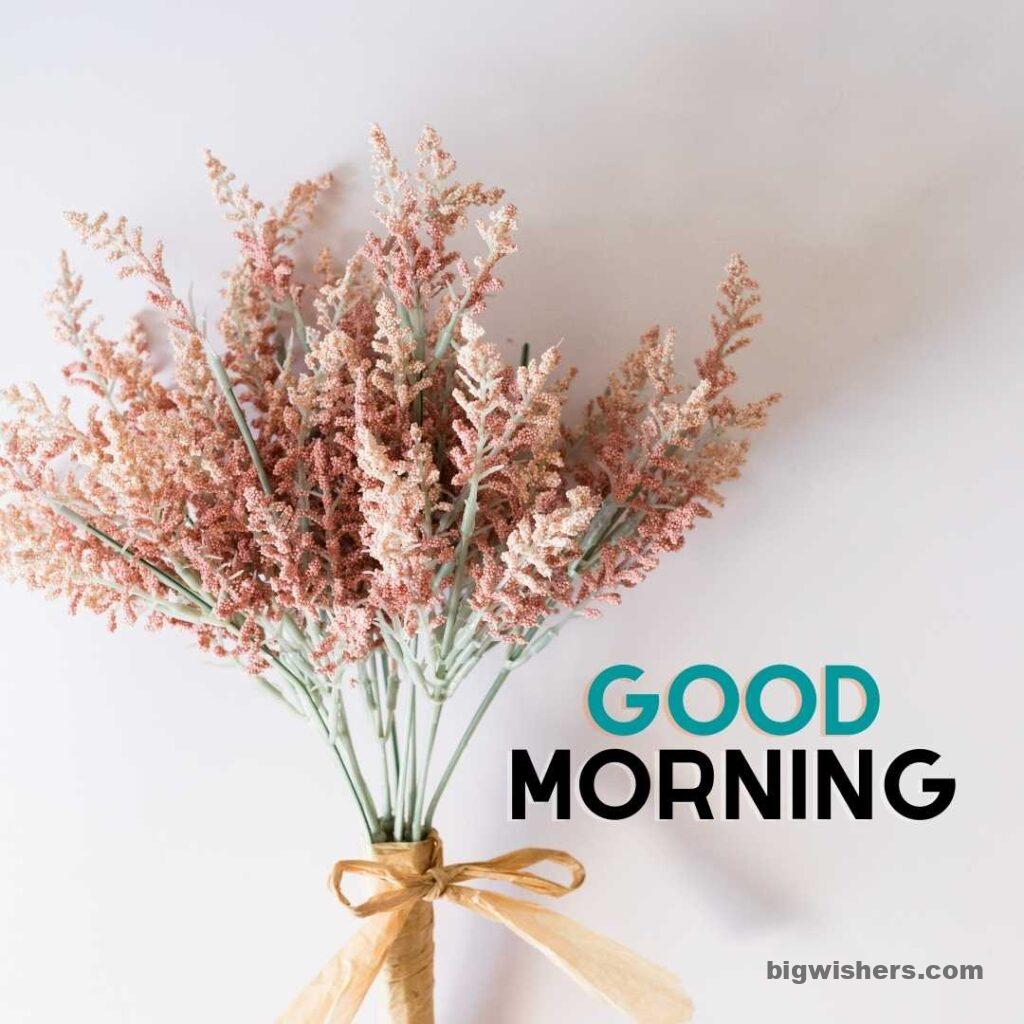 Beautiful flower bouquet with good morning message
