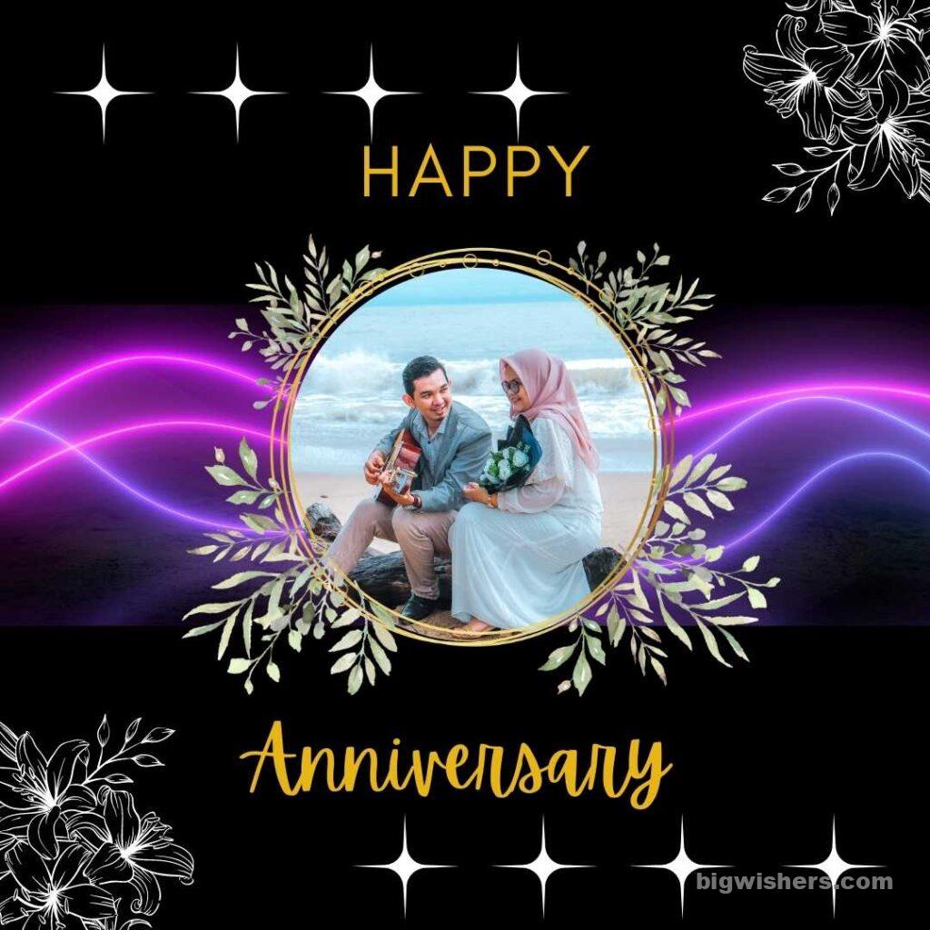 Happy anniversary message with beautiful couple
