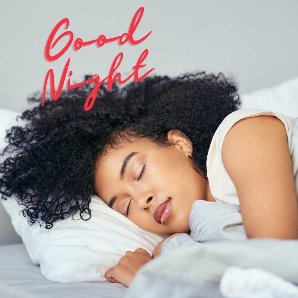 A girl is speeing with good night message