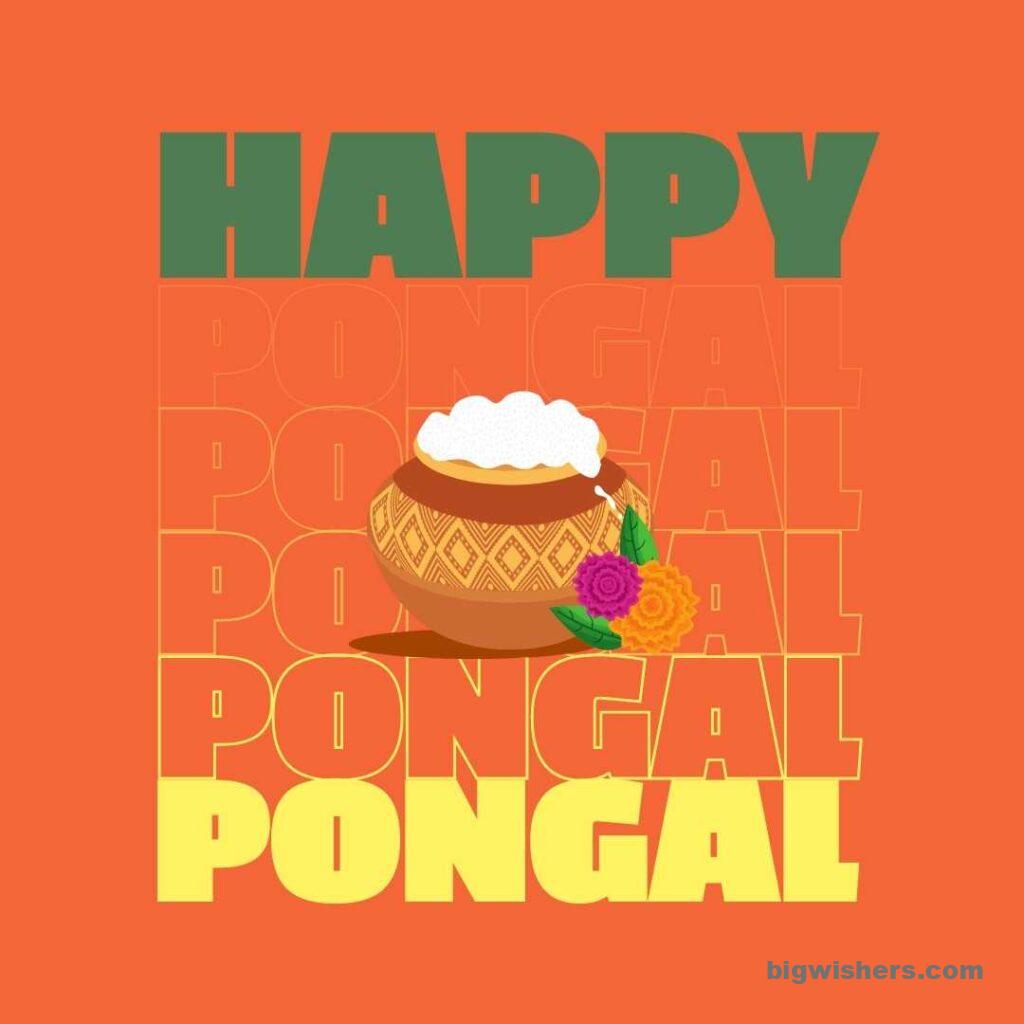 Nicely wriiten happy pongal with pot of rice