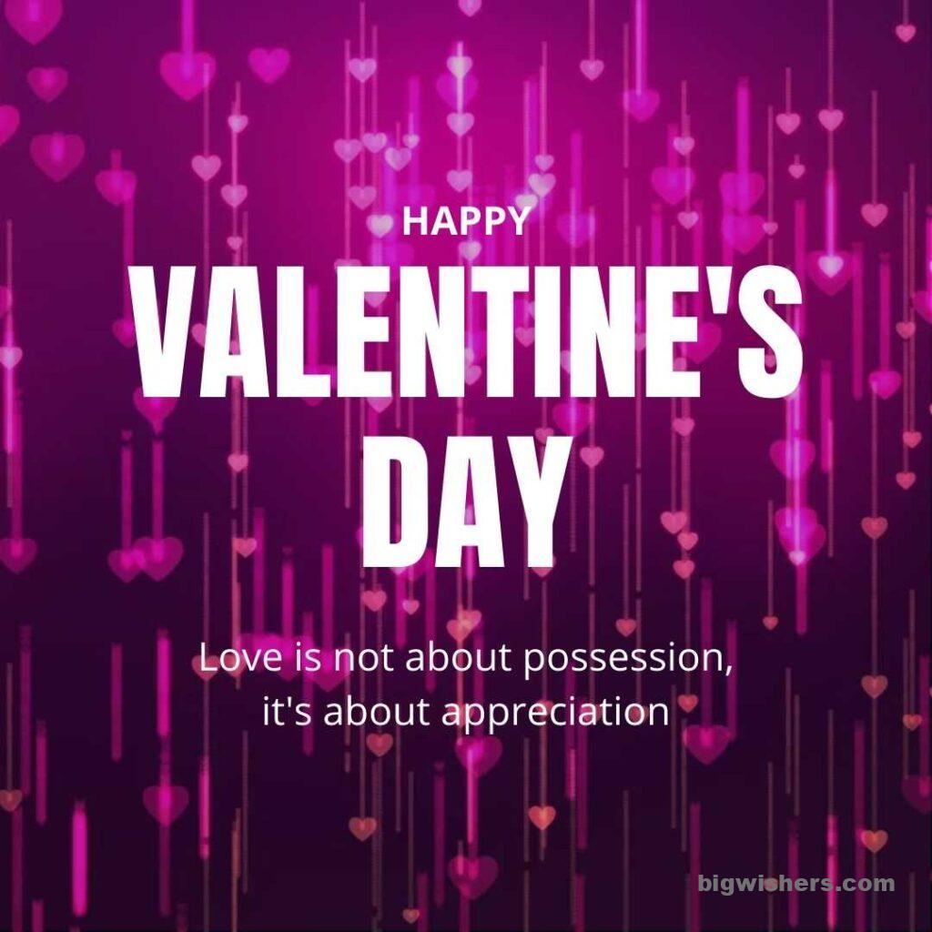 Happy Valentines Day. Love is not about possession, its about appreciation