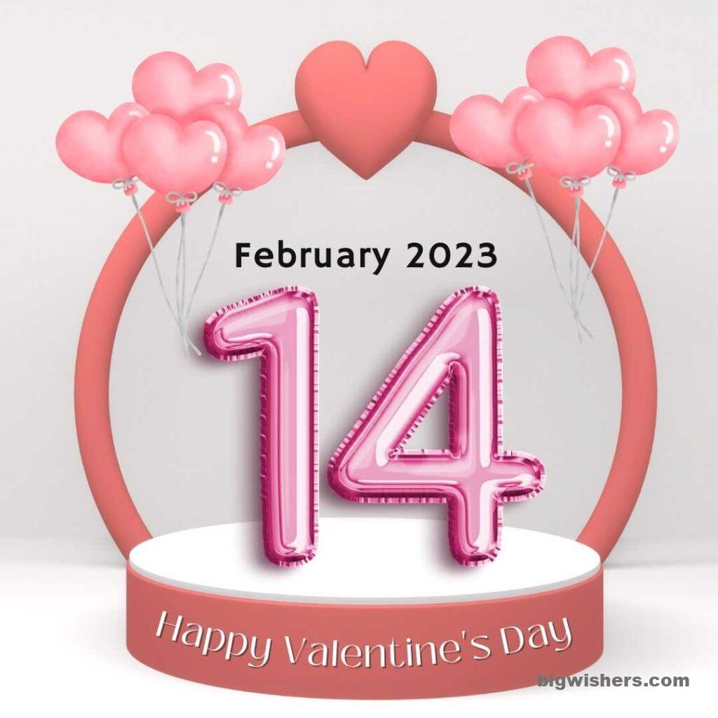 Pink heart balloon happy valentines day