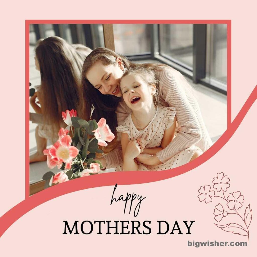 happy mother's day message with a photo of a mother and her daughter.
